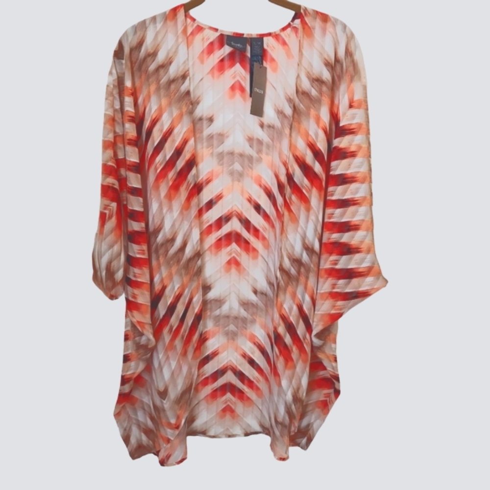 Chico's Travelers Collection Boho Chevron Sheer Jacket Multi S/M - NWT